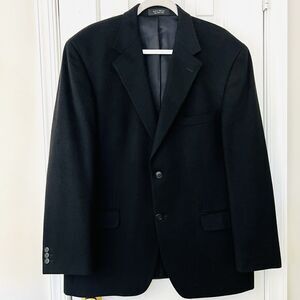 Pronto Uomo 100% Cashmere Black Satin Line 2 Button Sport Coat Blazer Jacket 43R